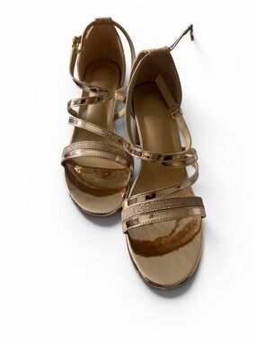 SHEIN Metallic Gold Strappy Ankle Sandals